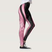 Zwart-roze Floral Damascus Geometrisch design Leggings (Rechts)