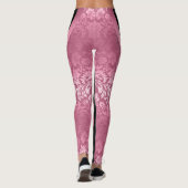 Zwart-roze Floral Damascus Geometrisch design Leggings (Achterkant)