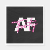 Zwart Roze Forty AF 40e Verjaardag Papier Servette Servet (Voorkant)