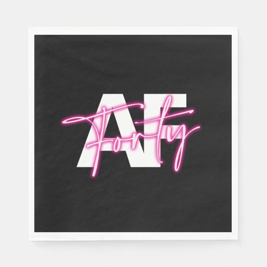 Zwart Roze Forty AF 40e Verjaardag Papier Servette Servet (Voorkant)