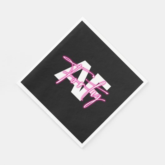 Zwart Roze Forty AF 40e Verjaardag Papier Servette Servet (Hoek)