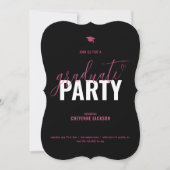 Zwart & Roze Foto Afstudeerfeest Uitnodiging (Voorkant)