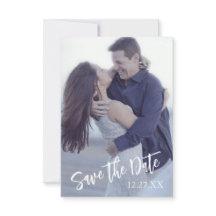 Zwart Roze Foto Bloemige Trouw Save the Date Kaart