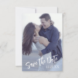 Zwart Roze Foto Bloemige Trouw Save the Date Kaart