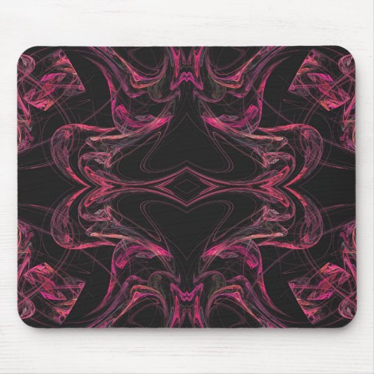 Zwart-roze fractal Mousepad Muismat (Voorkant)