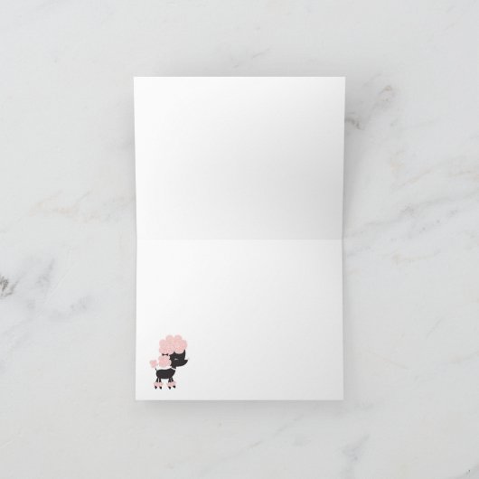 Zwart/Roze Franse Poedel Notitiekaarten Dank u (Binnen)