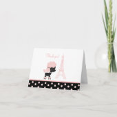 Zwart/Roze Franse Poedel Notitiekaarten Dank u (Voorkant)