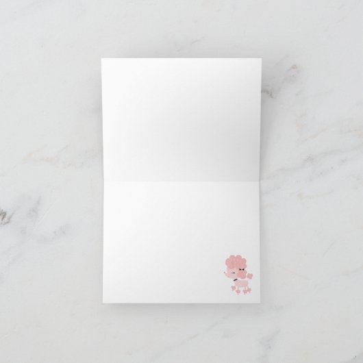 Zwart/Roze Franse Poedel Notitiekaarten Dank u (Binnen)