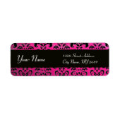 ZWART ROZE FUCHSIA DAMASK ETIKET (Voorkant)
