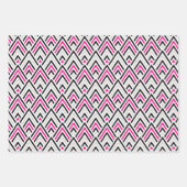 Zwart Roze Geometrie Pijl Diamant Inpakpapier Vel (Voorkant 2)