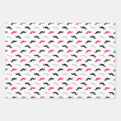 Zwart Roze Geometrie Polka Dots Mustache Inpakpapier Vel (Voorkant 3)