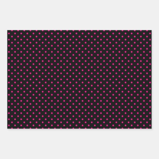 Zwart Roze Geometrie Polka Dots Mustache Inpakpapier Vel (Voorkant)