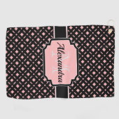 Zwart-roze geometrisch patroon golfhanddoek (Horizontaal)