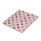 Zwart Roze Geometrisch Sterren Patroon Tegeltje (Zijkant)