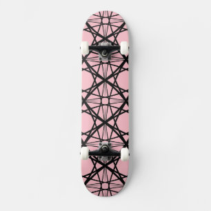 Zwart-roze geometrische kunst persoonlijk skateboard