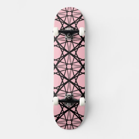 Zwart-roze geometrische kunst persoonlijk skateboard (Voorkant)