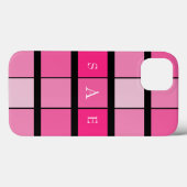 Zwart-roze geometrische monogram Case-Mate iPhone case (Achterkant (horizontaal))