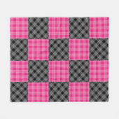 Zwart-roze geplakt rugleuning fleece deken (Voorkant (Horizontaal))