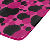 Zwart roze gestippelde cirkels glas snijplank (Hoek)
