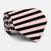 Zwart & roze gestreept Stropdas (Opgerold)