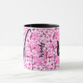 Zwart Roze Gift (Bloemnaam & Monogram)  Mok (Midden)