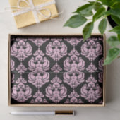 Zwart & Roze Glam Damast Monogram Letter Initiaal Tissuepapier (Geschenk)