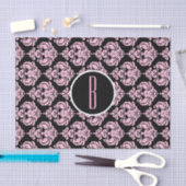 Zwart & Roze Glam Damast Monogram Letter Initiaal Tissuepapier (Craft)