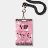 Zwart & Roze Glam Sweet 16 Badge (Voorkant met koord)