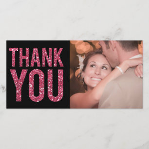 Zwart & Roze Glitter Bedankt Fotokaarten