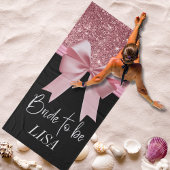 Zwart-roze glitter Bow - Aangepaste bridehanddoek Badhanddoek