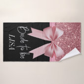 Zwart-roze glitter Bow - Aangepaste bridehanddoek Badhanddoek (Badhanddoek)