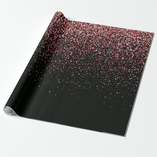 Zwart-roze Glitter Cadeaupapier (Uitgerold)