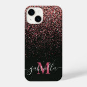 Zwart-roze Glitter iPhone Hoesje (Achterkant)