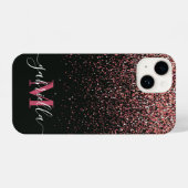 Zwart-roze Glitter iPhone Hoesje (Achterkant horizontaal)