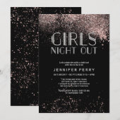 Zwart-roze glitter meisjes nacht uit Uitnodiging (Voorkant / Achterkant)