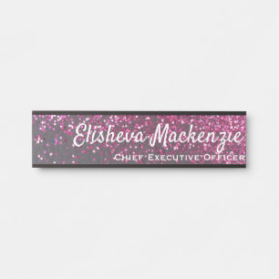 Zwart & Roze Glitter Meisjesachtige Kantoor Deur B Deurbordje