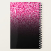 Zwart Roze Glitter Ombre Persoonlijk Planner (Achterkant)