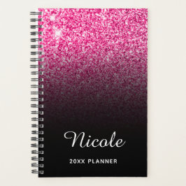 Zwart Roze Glitter Ombre Persoonlijk Planner