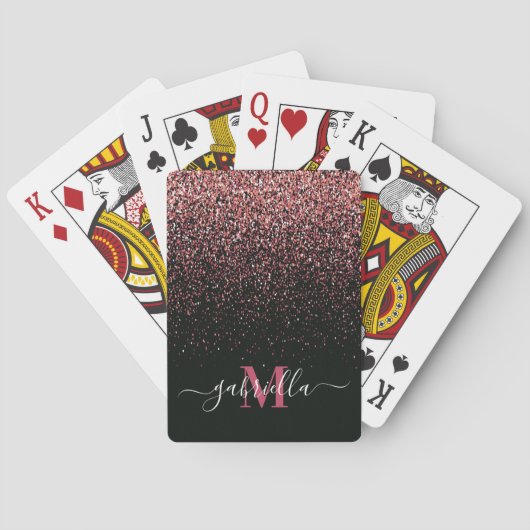 Zwart-roze Glitter Pokerkaarten (Achterkant)
