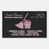 Zwart Roze Glitter Reinigingswas Rechthoekige Sticker (Voorkant)