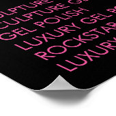Zwart-roze Glitter Salon Menu Wall Poster (Hoek)