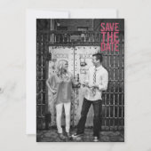 Zwart & Roze Glitter Save the Date Typografie Kaart (Voorkant)