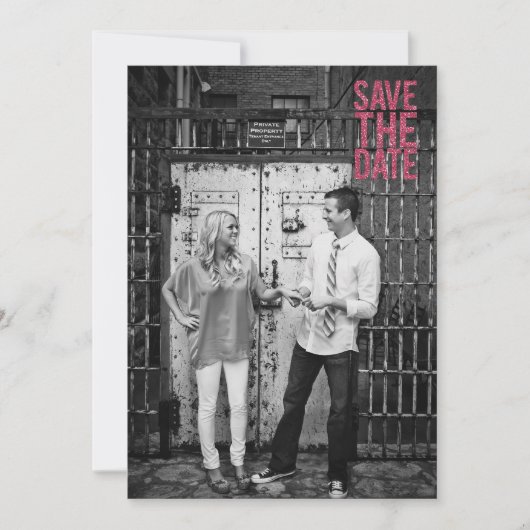 Zwart & Roze Glitter Save the Date Typografie Kaart
