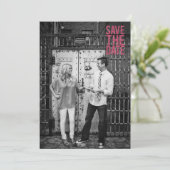 Zwart & Roze Glitter Save the Date Typografie Kaart