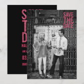 Zwart & Roze Glitter Save the Date Typografie Kaart