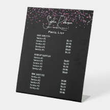 Zwart & Roze Glitter Schoonheidssalon Prijslijst