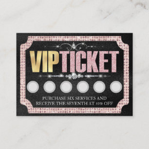 Zwart & Roze Glitter VIP Klantentrouwkaart Visitekaartje