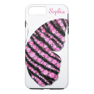 Zwart & Roze Glitter Vlinder Persoonlijk iPhone 8/7 Plus Hoesje