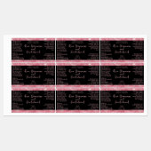 Zwart Roze Glitter Waterdichte Dropper Flesetiket Labels (Vel)