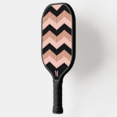 Zwart Roze Glitter Zigzag Patroon Modern Monogram Pickleball Paddle (Links)